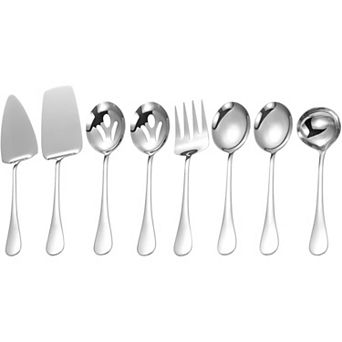 8 pc Stainless Serving Set, Polished Serving Set for Buffet Parties Home, Dishwasher Safe