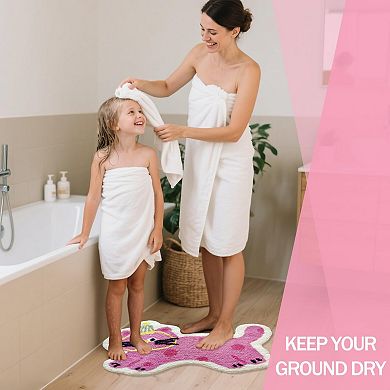 Soft Pink Cat Bathroom Mat: Non-Slip, Quick Dry, Machine Washable, Absorbent, Plush, Home Decor