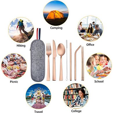 Travel Utensils With Cleaning Brush