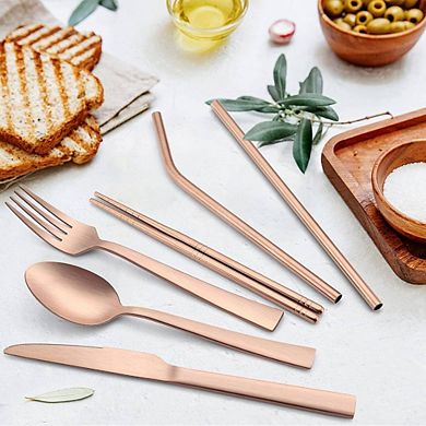 Travel Utensils With Cleaning Brush