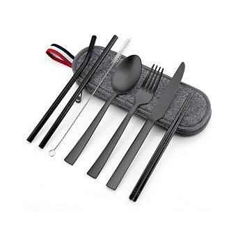 Travel Utensils With Cleaning Brush