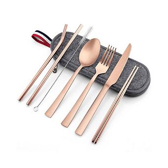 Travel Utensils With Cleaning Brush