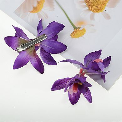 Simulation Phalaenopsis Double Flowers Hair Clip 2 Pcs