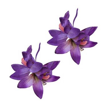 Simulation Phalaenopsis Double Flowers Hair Clip 2 pc
