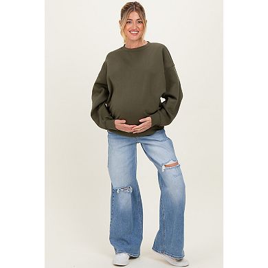 Maternity Distressed Open Knee Baggy Wide Leg Maternity Jeans