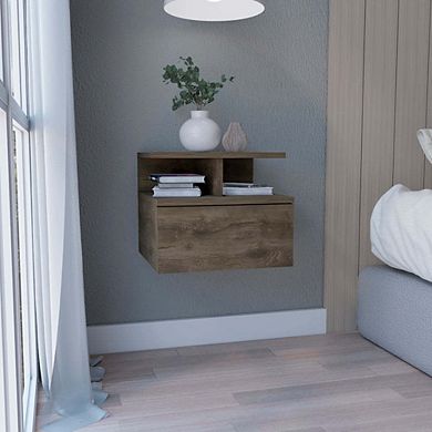 Seward Floating Nightstand, Wall Mounted with Single Drawer and 2-Tier Shelf