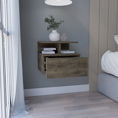 Seward Floating Nightstand, Wall Mounted with Single Drawer and 2-Tier Shelf