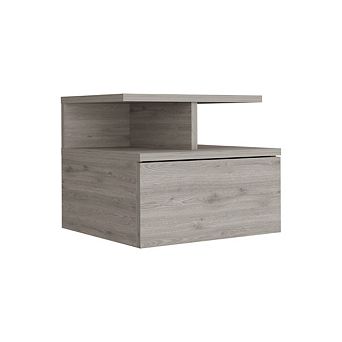 Seward Floating Nightstand, Wall Mounted with Single Drawer and 2 tier Shelf