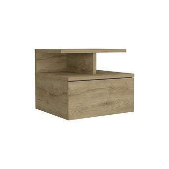 Seward Floating Nightstand, Wall Mounted with Single Drawer and 2 tier Shelf