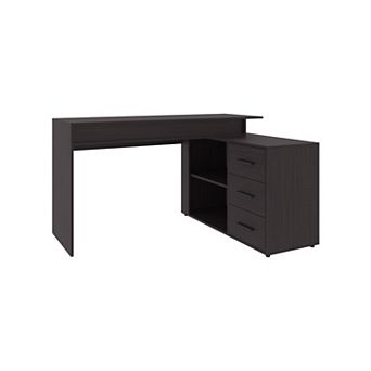Neilton L-Shaped Desk, 3 Drawers, 4 Legs, 2 Shelves