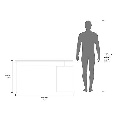 Neilton L-Shaped Desk, 3 Drawers, 4 Legs, 2 Shelves