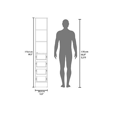 Magna Linen Cabinet, Three Shelves, Four Drawers
