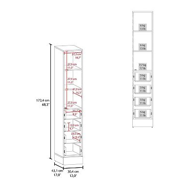 Magna Linen Cabinet, Three Shelves, Four Drawers