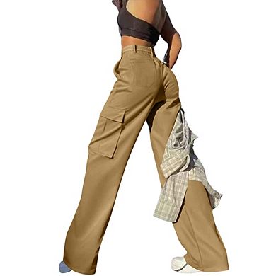 Women's Classic Straight Leg Cargo Pants Multi-Pocket Loose Fit Versatile for Work Leisure