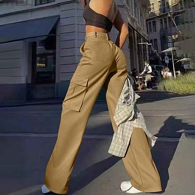 Women's Classic Straight Leg Cargo Pants Multi-Pocket Loose Fit Versatile for Work Leisure