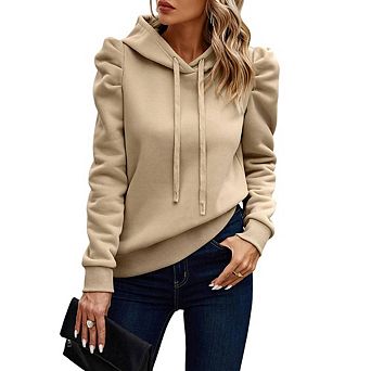 Women's Classic Lapel Hoodie Casual Tops with Adjustable Drawstring Relaxed-fit Sweatshirt
