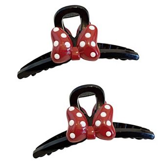 2 pc Bow Hair Claw Clip with Polka Dot Design and Strong Grip