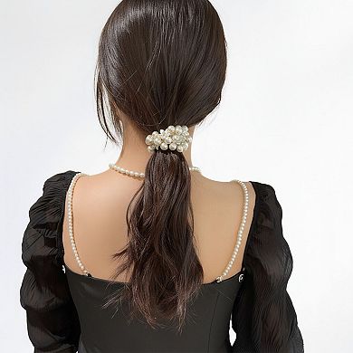 3pcs Elastic Hair Tie with Faux Pearl Bead Detailing and Stretchable Design