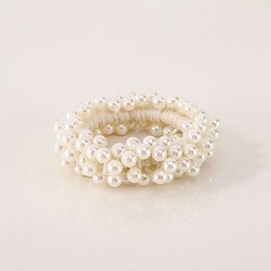 3pcs Elastic Hair Tie with Faux Pearl Bead Detailing and Stretchable Design
