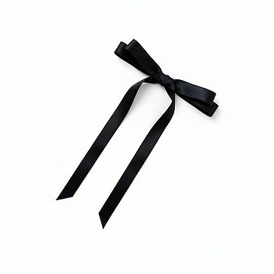 2pcs per Set Long Ribbon Bow Hair Clip with Sleek Streamer Tails and Elegant Minimalist Design
