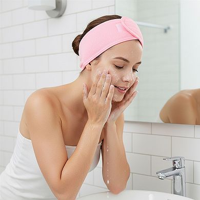 3 Pack Adjustable Hook and Loop Spa Headband Soft Hair Wrap