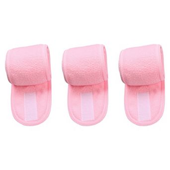 3 Pack Adjustable Hook and Loop Spa Headband Soft Hair Wrap