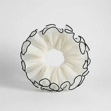 2pcs Pleated Organza Hair Scrunchie with Contrast Trim and Voluminous Ruffled Design