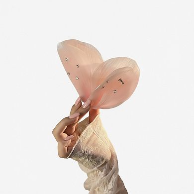 2pcs Sheer Organza Bow Hair Clip with Rhinestone Embellishments and Elegant Layered Design