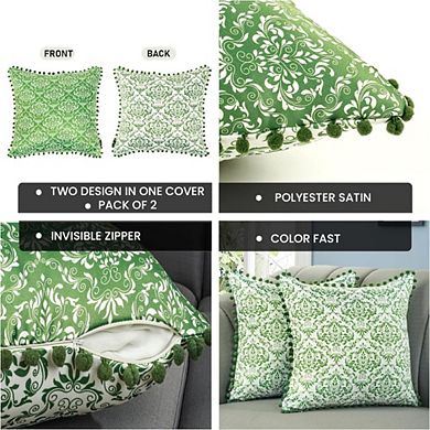 2-Piece Damask Throw Pillow Covers