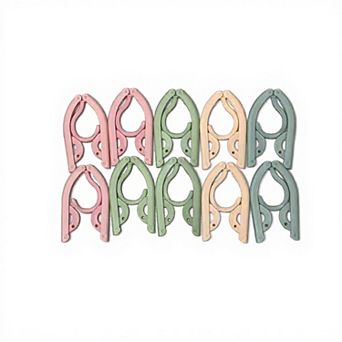 Women's 10 pc Foldable Travel Clothes Hangers Set with Compact Collapsible Design