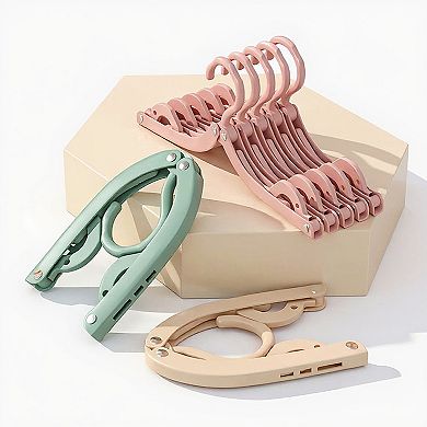 Women's 10-Piece Foldable Travel Clothes Hangers Set with Compact Collapsible Design