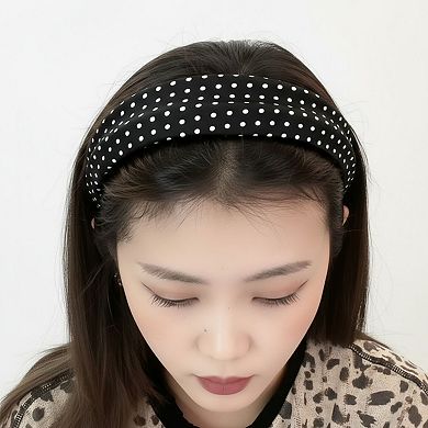 2pcs Polka Dot Padded Headband with Smooth Fabric Finish and Retro Style