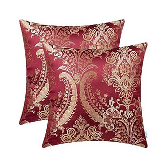 2 pc Damask-Embroidered Throw Pillow Covers