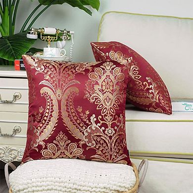 2-Piece Damask-Embroidered Throw Pillow Covers