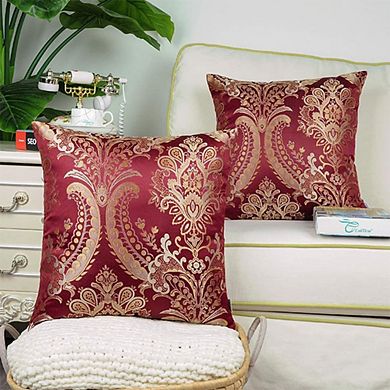 2-Piece Damask-Embroidered Throw Pillow Covers
