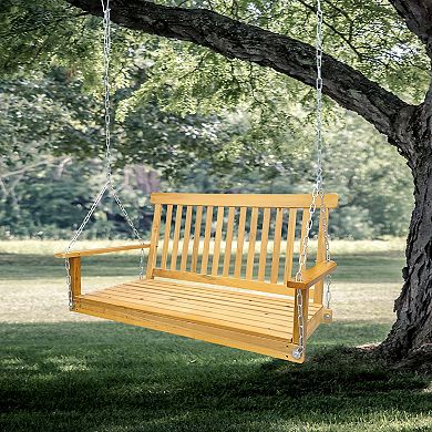 WOW PIONEER Outdoor Porch Swing with Armrests and Hanging Chains