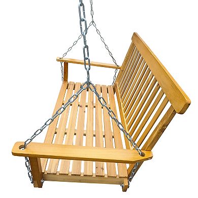 WOW PIONEER Outdoor Porch Swing with Armrests and Hanging Chains