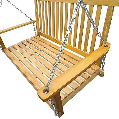 WOW PIONEER Outdoor Porch Swing with Armrests and Hanging Chains
