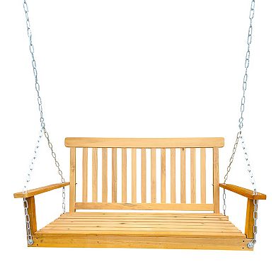 WOW PIONEER Outdoor Porch Swing with Armrests and Hanging Chains