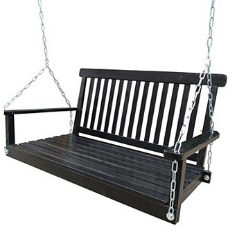 WOW PIONEER Outdoor Porch Swing with Armrests and Hanging Chains
