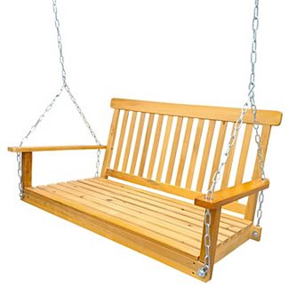 WOW PIONEER Outdoor Porch Swing with Armrests and Hanging Chains