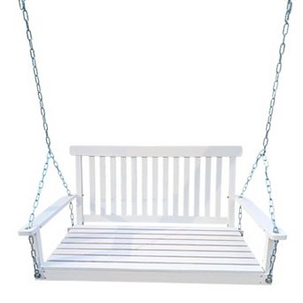 WOW PIONEER Outdoor Porch Swing with Armrests and Hanging Chains