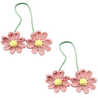 2 pc Crochet Daisy Car Mirror Hanging Decoration with Dual Flower Design