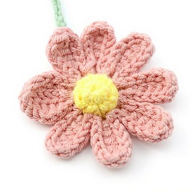 2pcs Crochet Daisy Car Mirror Hanging Decoration with Dual Flower Design