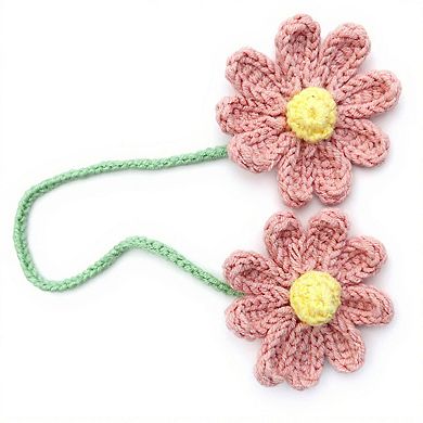 2pcs Crochet Daisy Car Mirror Hanging Decoration with Dual Flower Design