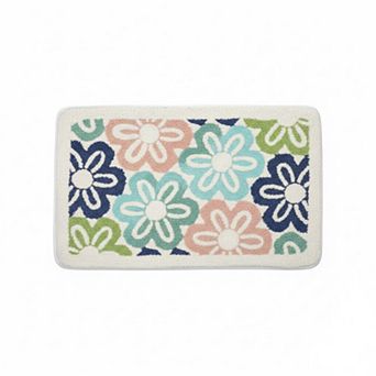 Floral Pattern Soft Absorbent Bathroom Floor Mat with Non Slip Backing