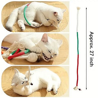 Cat Chew Cotton Rope, Interactive Cat Chew Toy for Teeth Cleaning, Silent Cat String Dental Toys