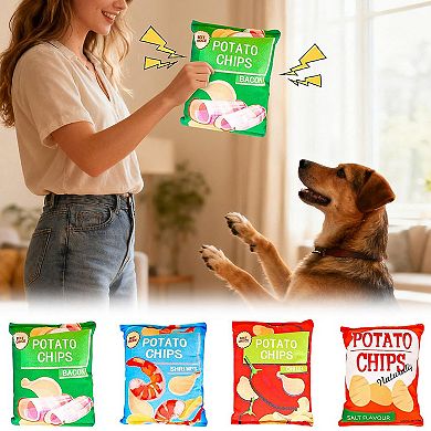 Interactive Dog Simulation Potato Chips Plush Squeaky Toys for Pet Training, Puppy Chewing
