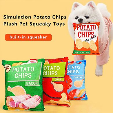 Interactive Dog Simulation Potato Chips Plush Squeaky Toys for Pet Training, Puppy Chewing