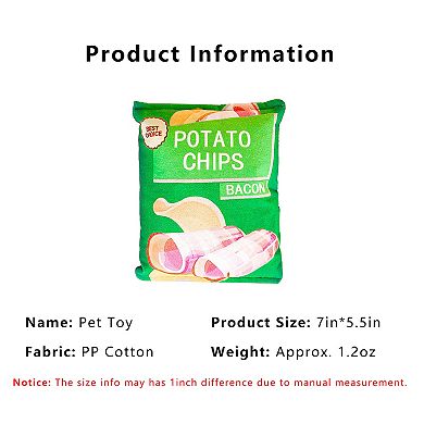Interactive Dog Simulation Potato Chips Plush Squeaky Toys for Pet Training, Puppy Chewing